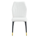 4 Modern Dining Chairs With Stylish Pu Patterned Backrest And Black Metal Legs For A Comfortable Home Experience In The Kitchen, Bedroom And Office. White Pu