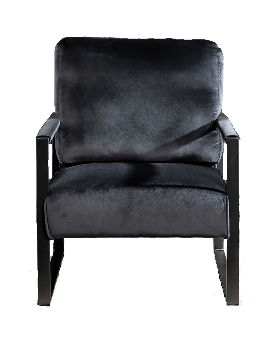 Classic Mid Century Modern Accent Chair With Durable Square Metal Frame, Armchair For Living Room, Bedroom, Home Office In Plush Velvet Upholstery, Black Black Velvet