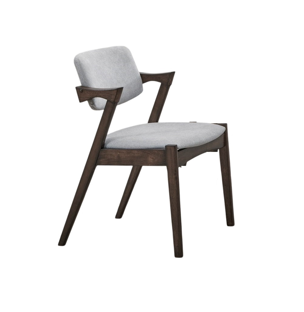 Modern 7Pc Dining Set Ash Walnut Finish Dining Table 6X Side Chairs Foam Cushion Fabric Upholstery Unique Back Design Wood Dining Room Rubberwood Rectangular Dining Table With Chair Upholstered Chair Wood Walnut Solid Back Seats 6