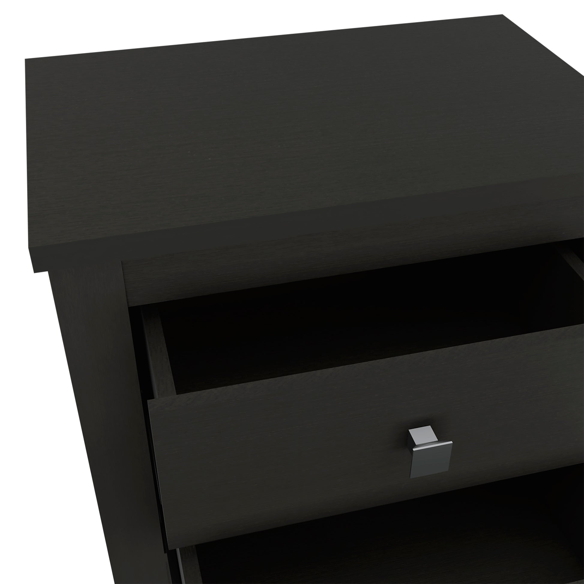 Breeze Four Legged Modern Bedroom Nightstand, With Two Drawers Black 2 Drawers Bedroom Rectangle Modern Shelf Mdf Engineered Wood