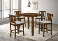 Beautiful Cherry Color Counter Height 5Pc Dining Set Pub Height Square Dining Table Cream Upholstered Chair Dining Room Set Wooden Brown Wood Dining Room Fixed Table Square Dining Table With Chair