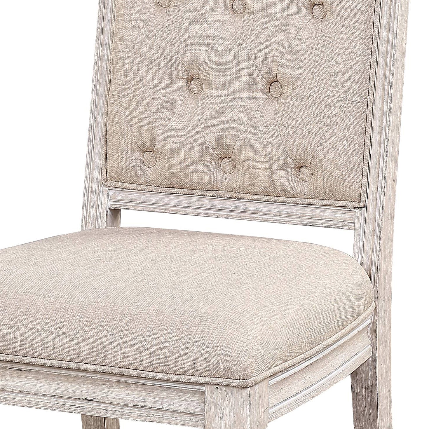 Beige And Antique Champagne Tufted Back Side Chairs Set Of 2 Champagne Dining Room Traditional Rubberwood Set Of 2 Wood Fabric
