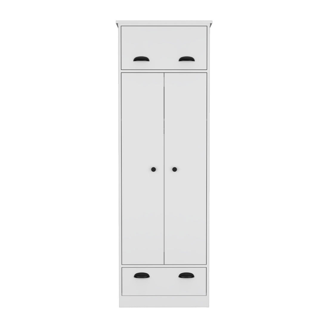 Falkland Armoire With 1 Drawer And 1 Hinged Drawer With Handles White Bedroom Modern Particle Board