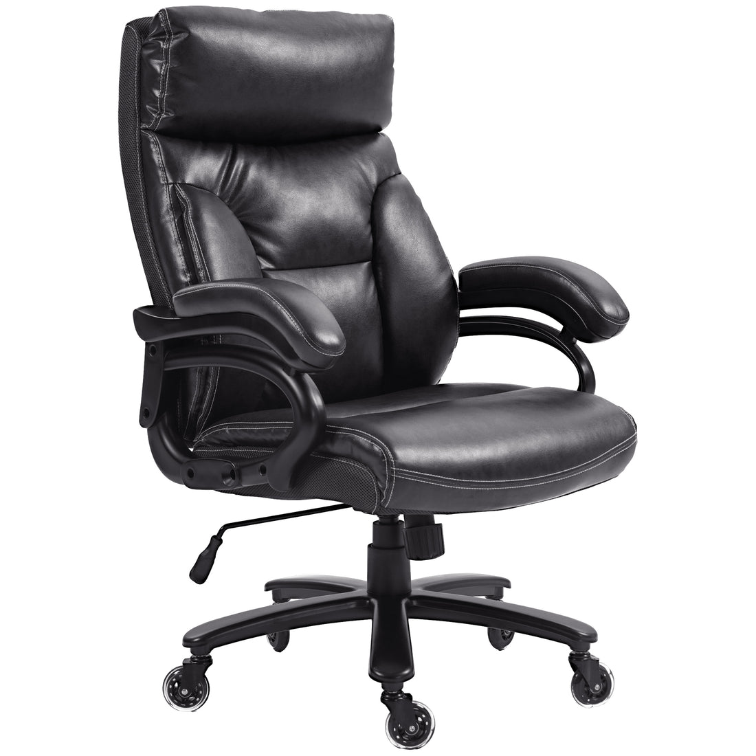 Vinsetto Heavy Duty Pu Leather Office Chair Hold Up To 400Lb, Black Black Pu Leather