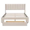 Queen Size Storage Bed Velvet Upholstered Platform Bed With A Big Drawer Beige Old Sku:Wf296854Aaa Queen Beige Velvet