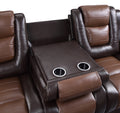 Modern Luxury Living Room Sofa Set 2Pc Reclining Sofa Loveseat Formal Furniture Premium Faux Leather Upholstery Comfortable Two Tone Brown Finish Dark Brown,Light Brown Faux Leather Wood Primary Living Space Luxury,Modern Plywood,Solid Wood 5 Seat