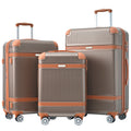 Hardshell Luggage Sets 3 Piece Double Spinner 8 Wheels Suitcase With Tsa Lock Lightweight 20''24''28'' Coppery Abs