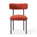 Dining Chairs Set Of 2,Round Upholstered Sherpa Fabric Dining Room Chairs With Curved Backrest,Mid Century Modern Accent Chairs With Black Metal Adjustable Legs For Dining Room,Living Room,Kitchen Orange Foam Teddy