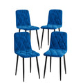 Dining Chairs Set Of 4, Modern Kitchen Dining Room Chairs, Velvet Dining Chair Upholstered Cushion Seat And Sturdy Metal Legs Blue Velvet