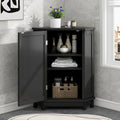 Black Bathroom Cabinet Triangle Corner Storage Cabinet With Adjustable Shelf Modern Style Mdf Board Black Mdf