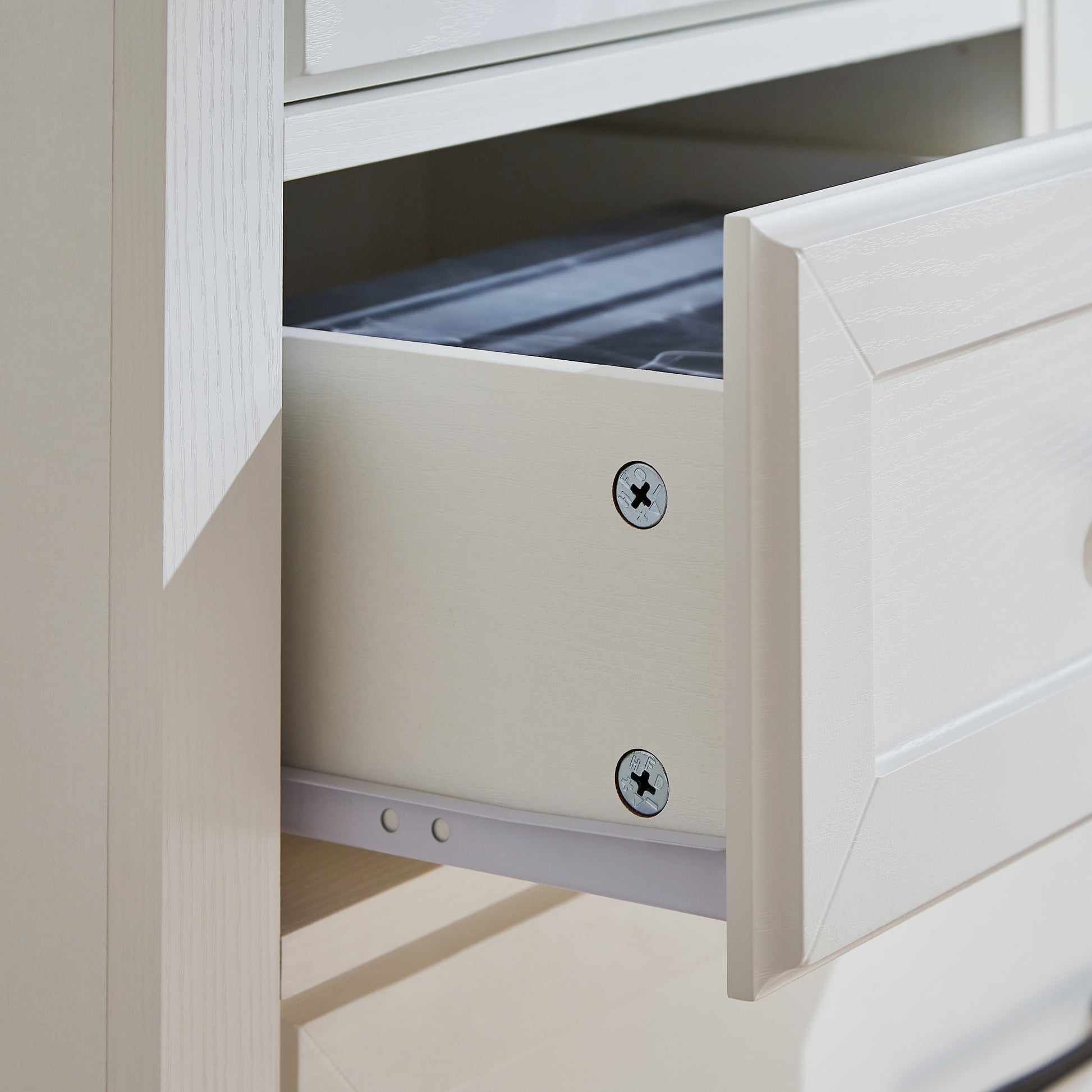 Farmhouse 5 Drawer Dresser For Bedroom, Tall Chest Of Drawers, Chest Of Drawers Organizer Storage,Wood Rustic Bedroom Dresser For Closet, Living Room, Hallway, White. White Gray Particle Board Mdf