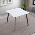 Benton Modern White Top Dining Table Brown,White Seats 4 Brown Dining Room Mid Century Modern Rubberwood Square Mdf,Solid Wood