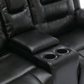 Home Theater Recliner Set Manual Recliner Chair With Wide Armrest, Two Built In Cup Holders For Living Room,Bedroom, Black Old Sku:Sg000760Aab Black Foam Pu Leather
