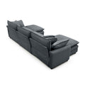 Oversized Modular Cushioned Sofa With Conversible Ottoman, 3 Seater Sofa With 2 Footstools, U Shape Sofa Ingrey Corduroy Fabric Grey Corduroy 3 Seat