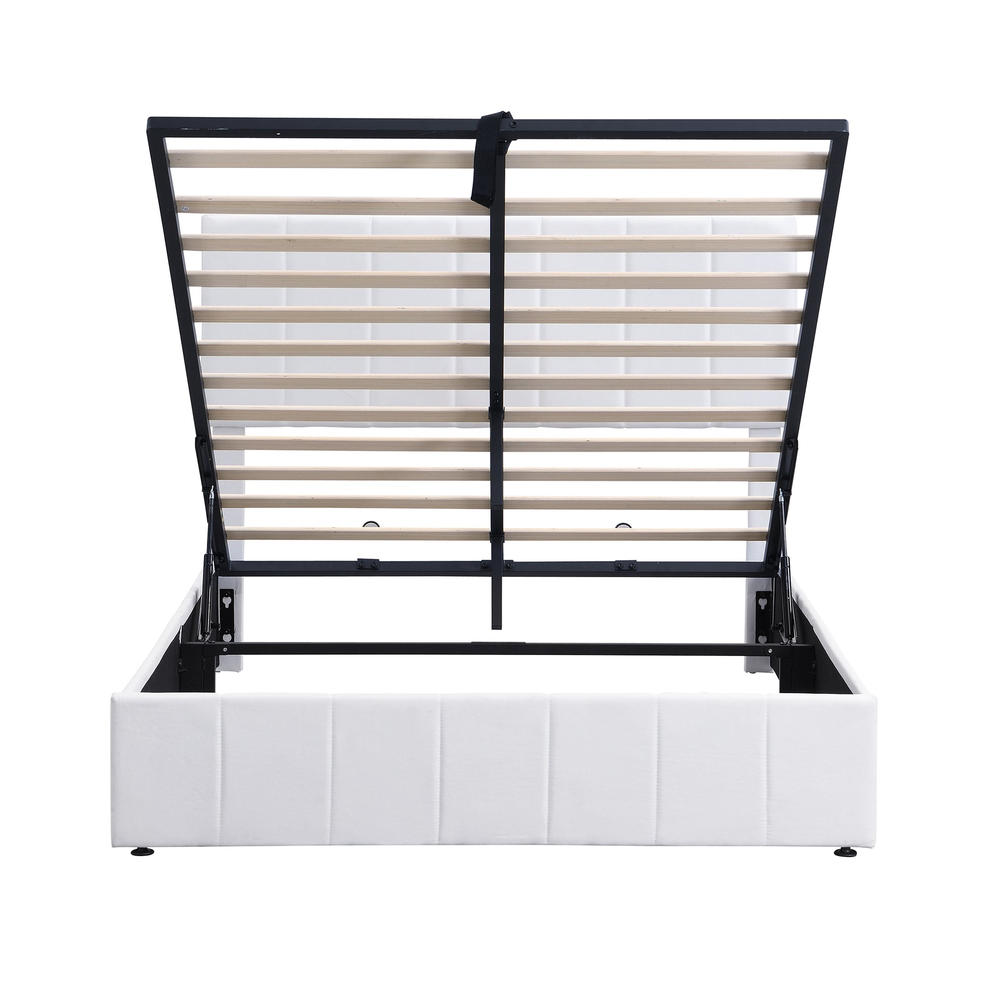 Full Size Upholstered Platform Bed With A Hydraulic Storage System White Old Sku: Lp000111Aak White Upholstered