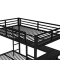 Full Xl Over Twin Bunk Bed With Desk And Shelves, Multiple Placement, With Led And Usb, Black Black Metal