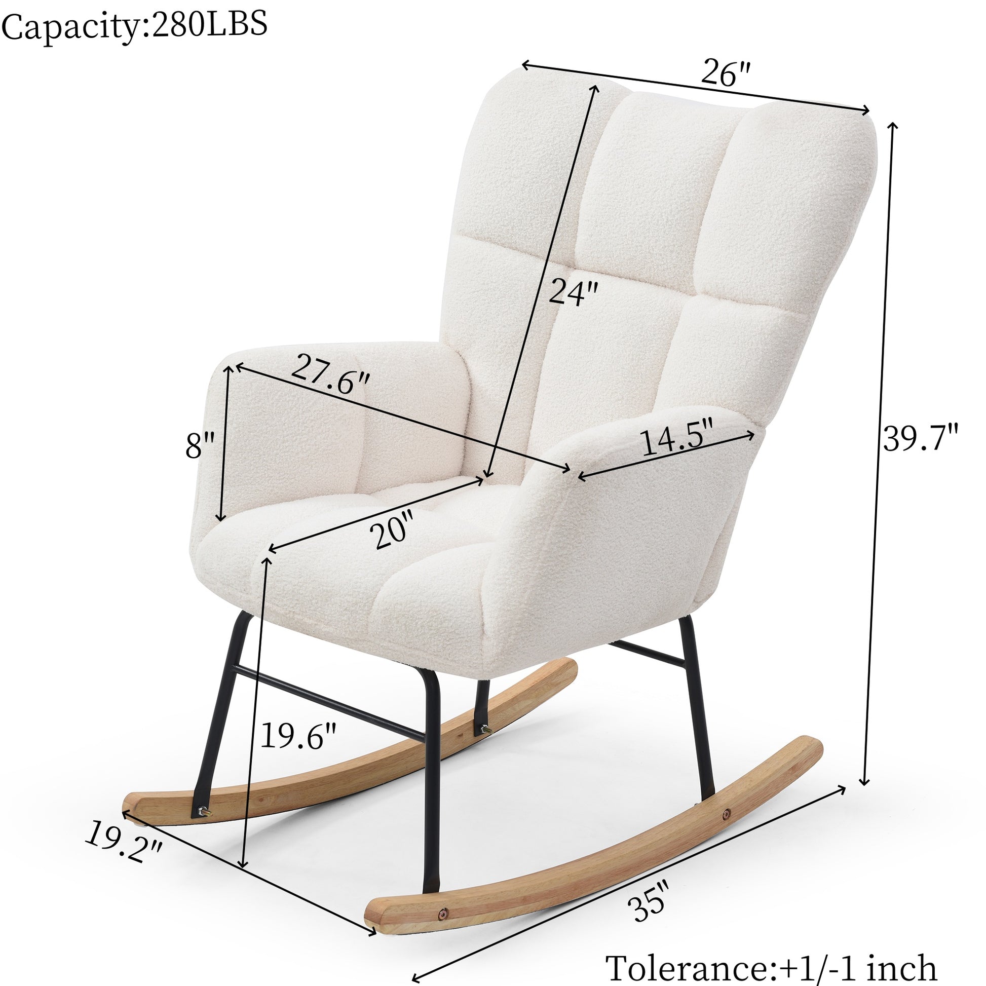 Rocking Chair Teddy Upholstered Glider Rocker Rocking Accent Chair Padded Seat With High Backrest Armchair Comfy Side Chair For Living Room Bedroom Offices Beige Beige Polyester