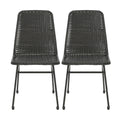 Dining Chairs Dark Brown Set Of 2 Dark Brown Pe Rattan Iron