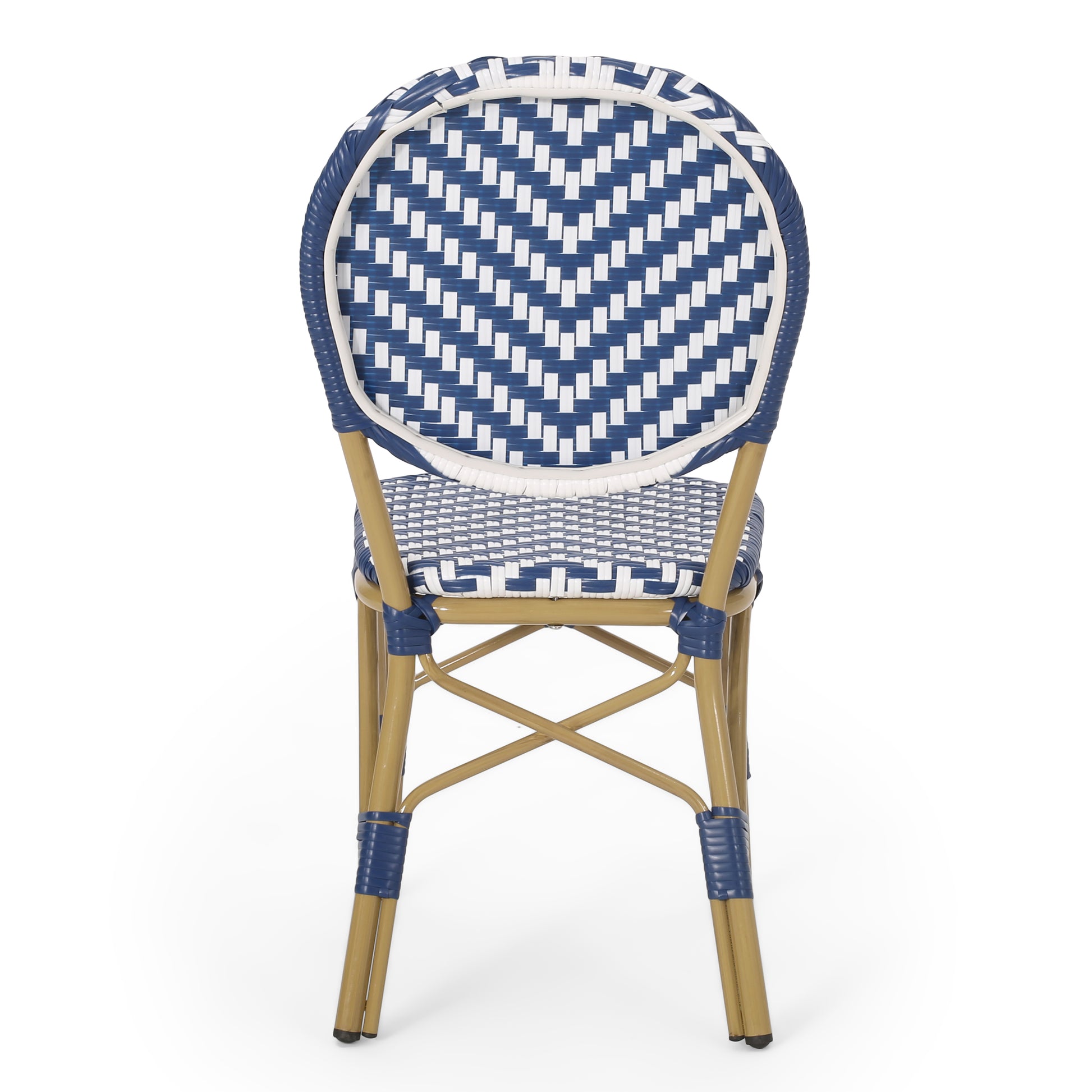 Picardy French Bistro Set Navy Blue Rattan