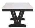 1Pc Transitional Modern Formal Dining Table White Genuine Marble Rectangular Table Top Trestle Base Black Finish Legs Wooden Dining Room Furniture White Seats 6 Dining Room Contemporary,Farmhouse,Transitional Rectangular Marble Trestle