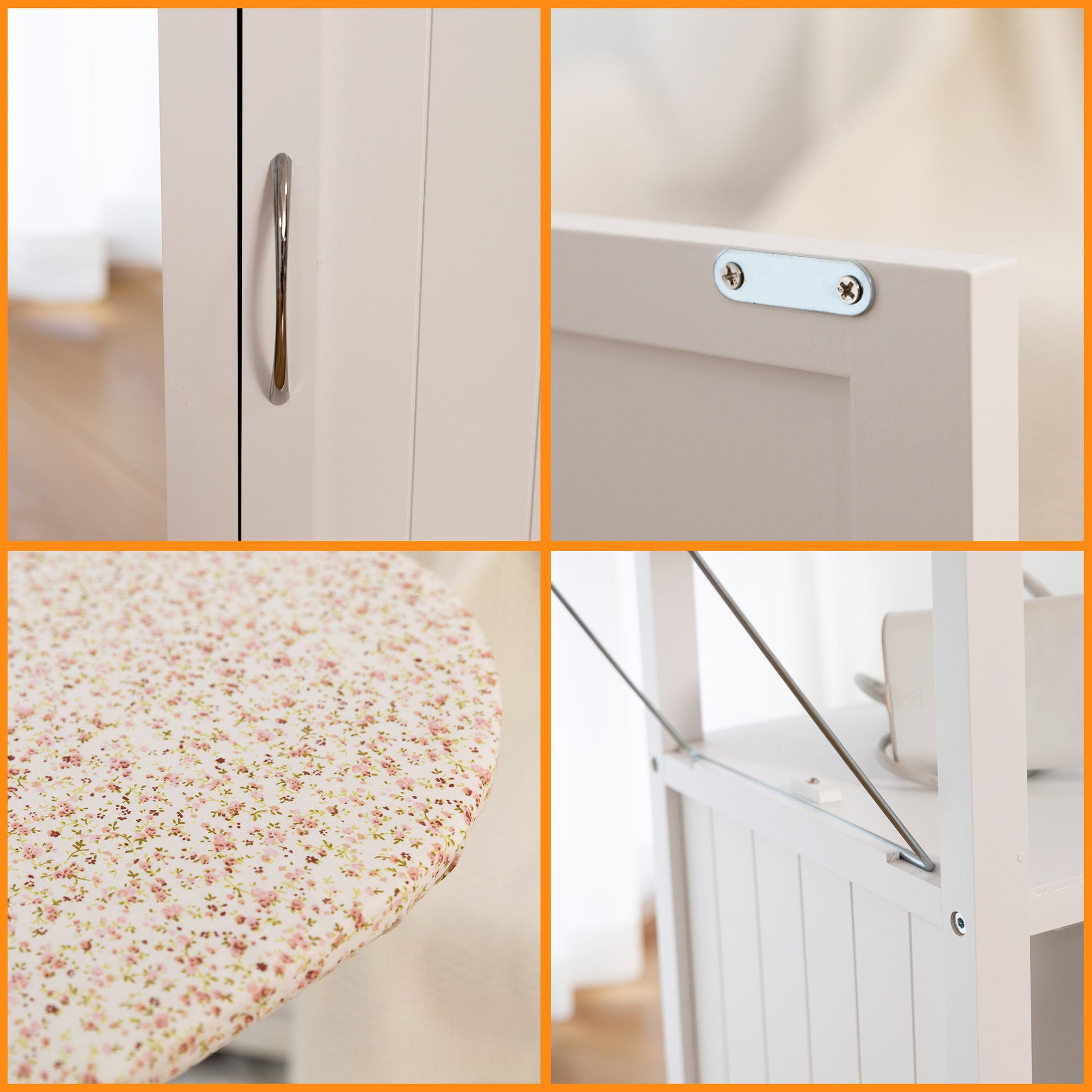 Ironing Board With Storage Cabinet 1 2 Shelves Antique White White American Design Solid Wood Mdf