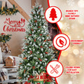 8Ft Pe Pvc Spray White Christmas Tree With 2850 Pe&Pvc Mixed Branch Tips, Hinged Premium Fake Xmas Trees, Hinged Branch & Foldable Base, Green Green Polyethylene