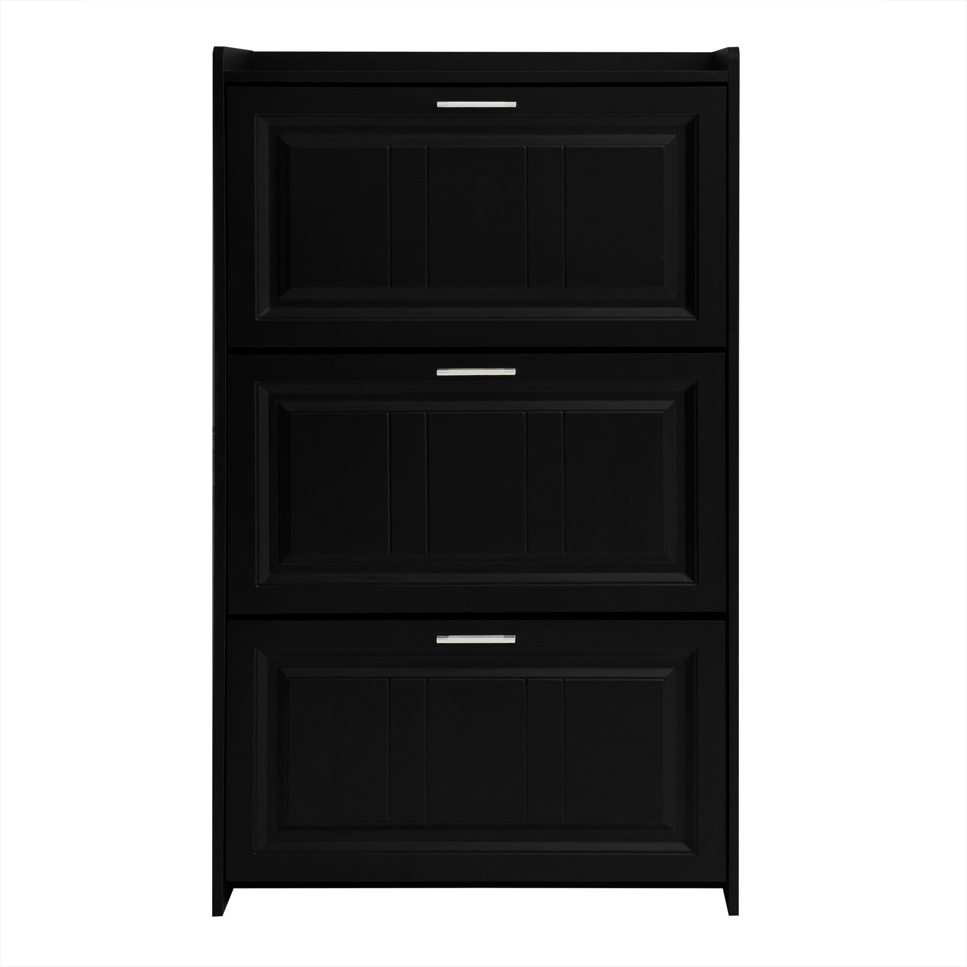 Shoe Storage Cabinet For Entryway With 3 Flip Drawers, Modern Shoe Organizer Cabinet, Free Standing Shoe Rack For Hallway, Living Room, Black Black Mdf