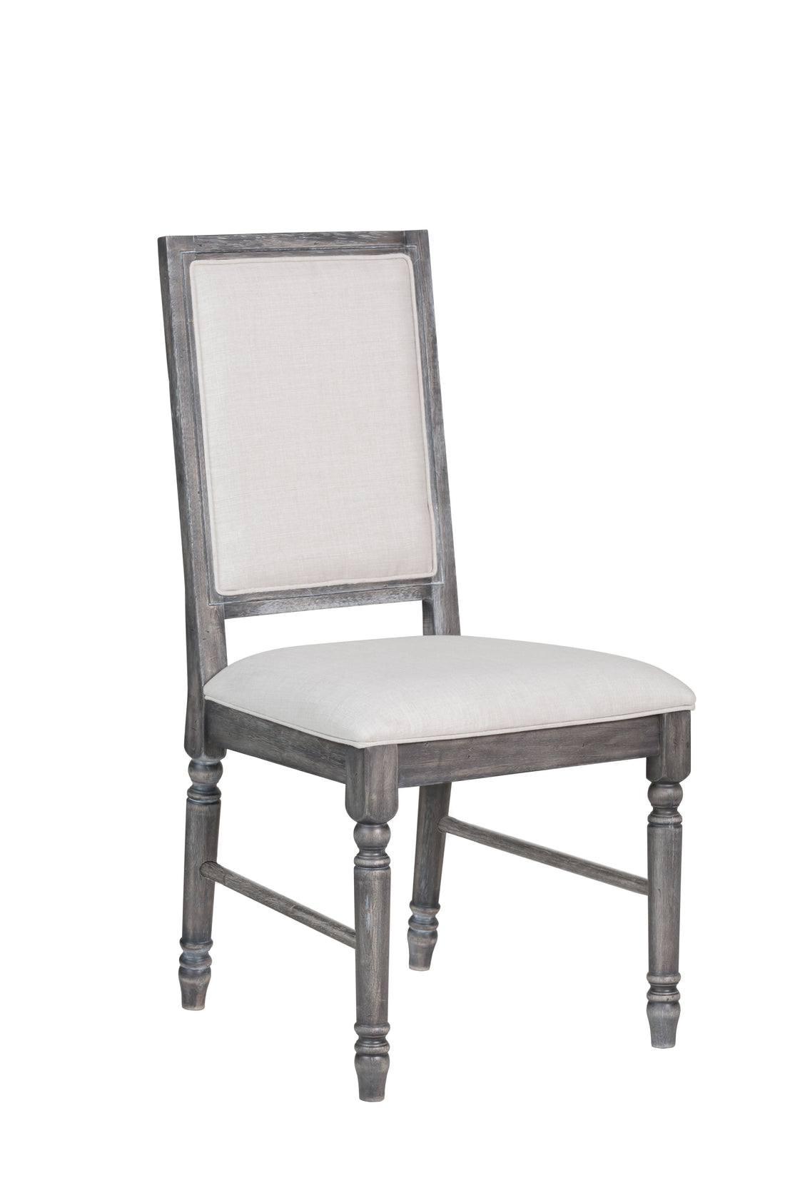 Leventis Cream Linen & Weathered Gray Finish Side Chair Cream,Gray Linen,Synthetic Wood