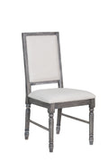 Leventis Cream Linen & Weathered Gray Finish Side Chair Cream,Gray Linen,Synthetic Wood