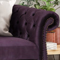 Luxurious 3 Seater Purple Velvet Sofa, Featuring A Classic Design With Modern Elegance, Perfect For Adding Sophistication And Style To Any Living Room, Plush Comfort And Durable Craftsman Black Berry Wood Primary Living Space Medium Soft Tight Back