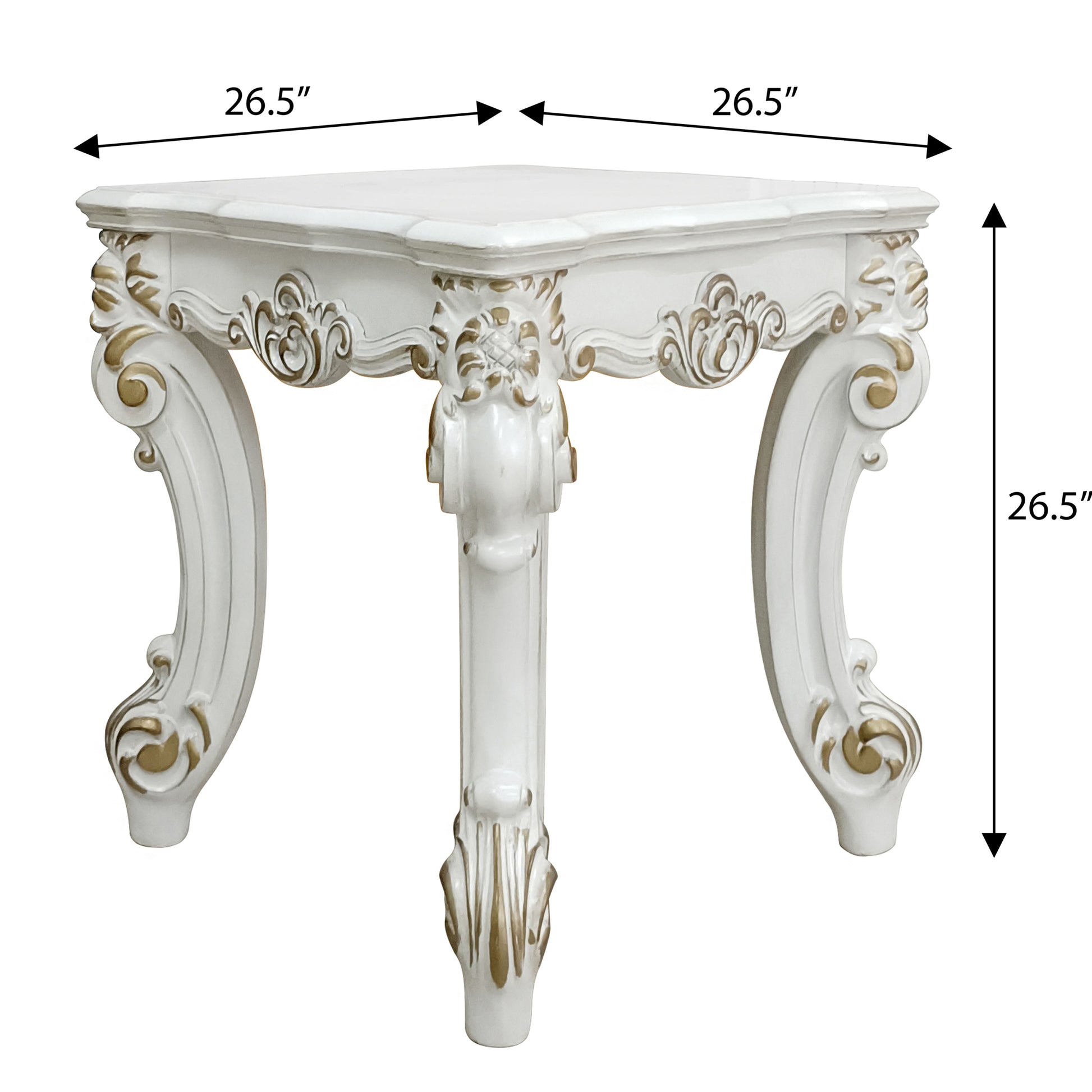 Antique Pearl Square End Table White Primary Living Space Poplar Rectangular Wood