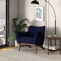 Brayden Mid Century Modern Dark Blue Boucle Armchair Dark Blue Boucle,Solid Wood