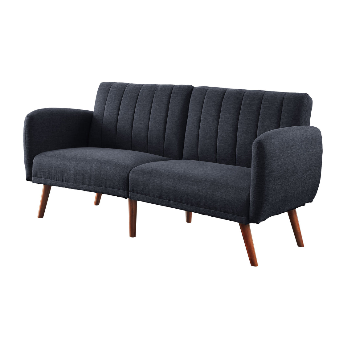 Grey And Walnut Upholstered Adjustable Sofa Grey Linen Wood Primary Living Space Split Back Modern Eucalyptus Foam Linen 2 Seat