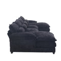 United We Win Modern Large Chenille Fabric U Shape Sectional Sofa Black Chenille 4 Seat