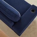 86.5 Inch Sofa Couch Deep Seat Sofa With Two Storage Spaces, T Pyce Charging Portsusb Charging Ports & 2 Cup ,Corduroy 3 Seater Couch, Modern Sofas For Living Room Blue Foam Corduroy 3 Seat