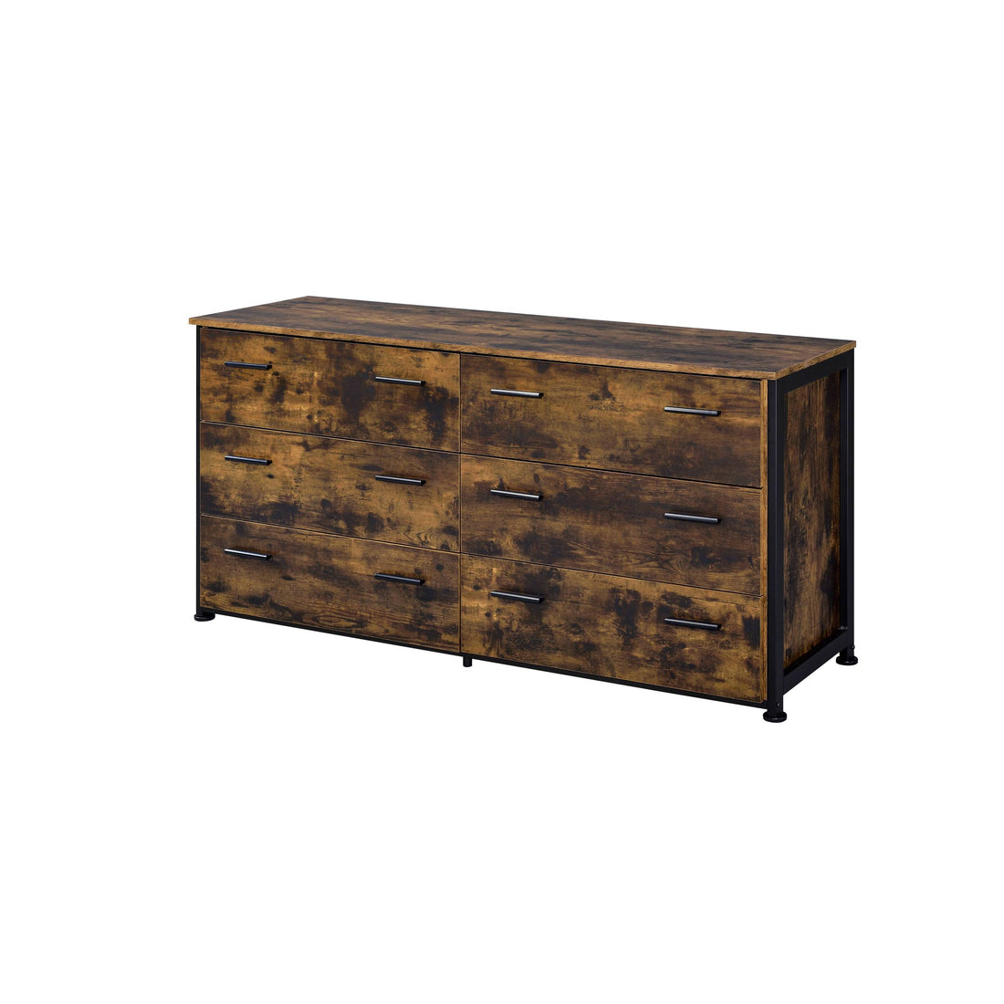 Rustic Oak And Black 6 Drawer Dresser Rustic Bedroom Wood Metal