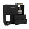 Krista Dresser, Two Open Shelves, Four Drawers Black Black Bedroom Modern Particle Board Particle Board