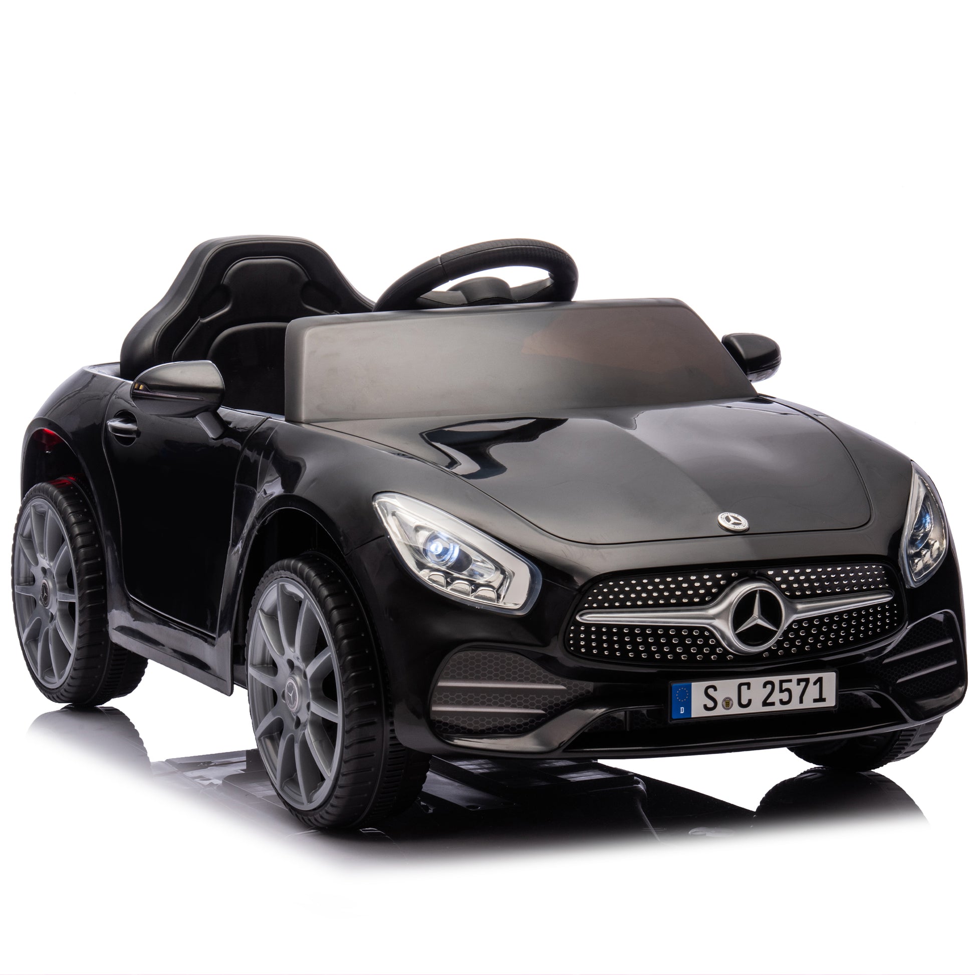 Licensed Mercedes Benz Cls 350,12V Kids Ride On Toy Car W Parents Control,2Wd,Four Wheel Suspension,Music,Bluetooth,Led Light,Usb,Power Display,Volume Adjustment,Speeds 1.24 3.11Mph For Kids Aged 2 4. Black 50 99 Lbs Polypropylene