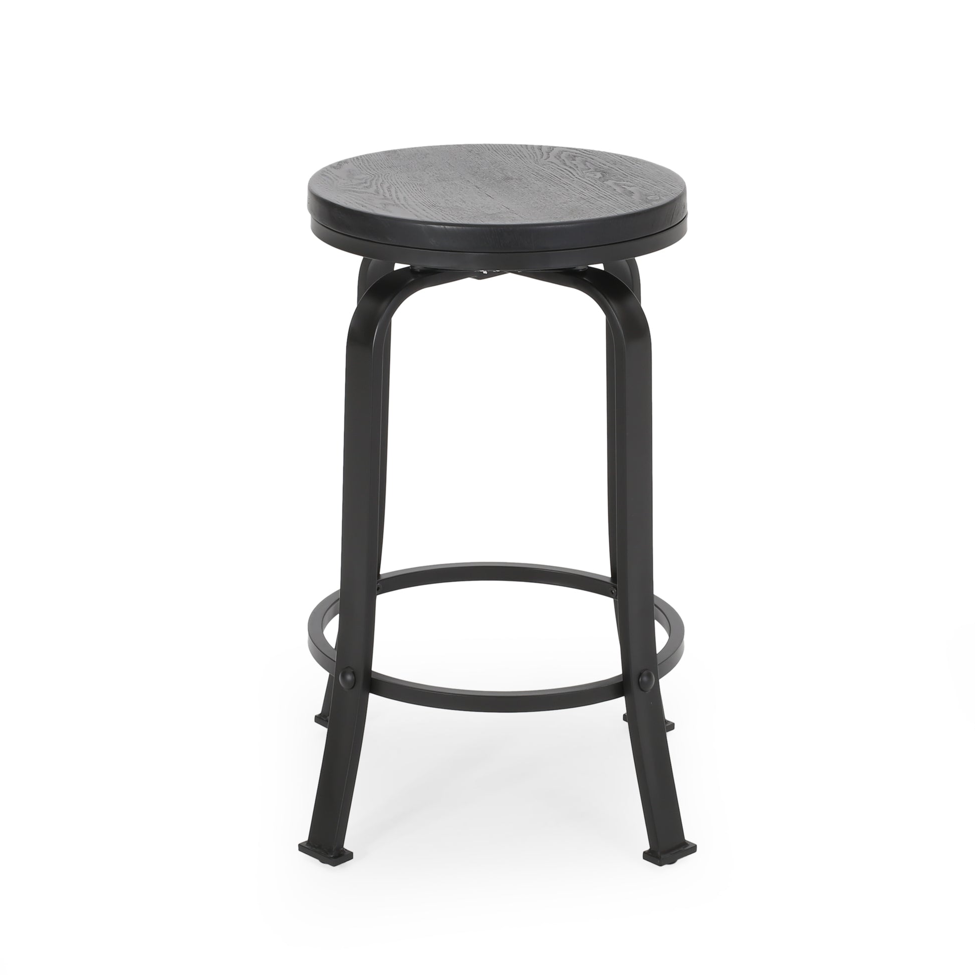 Counter Stool2Pcs Set Black Wood Metal