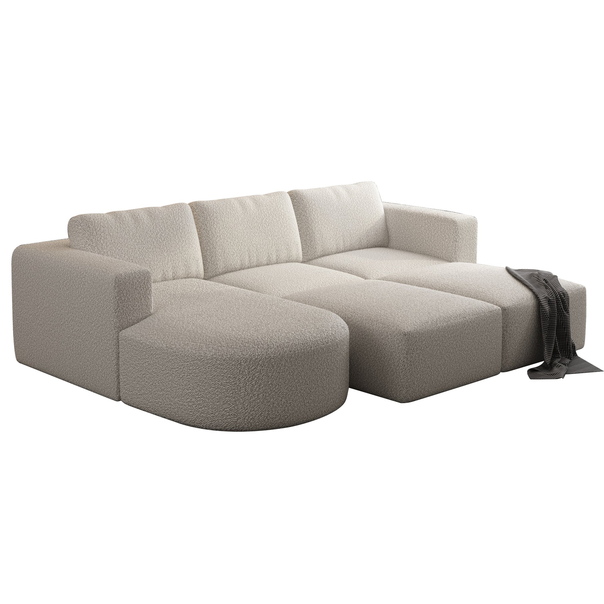 104.32*70.86 Modular Sectional Sofa Sleeper Couch, Sectional Sofa With Chaise And Ottoman, Convertible U Shaped Modular Sofa Set For Living Room, Bedroom. Memory Foam, White. Combo A B C D White Primary Living Space Soft Minimalist,Modern Memory Foam