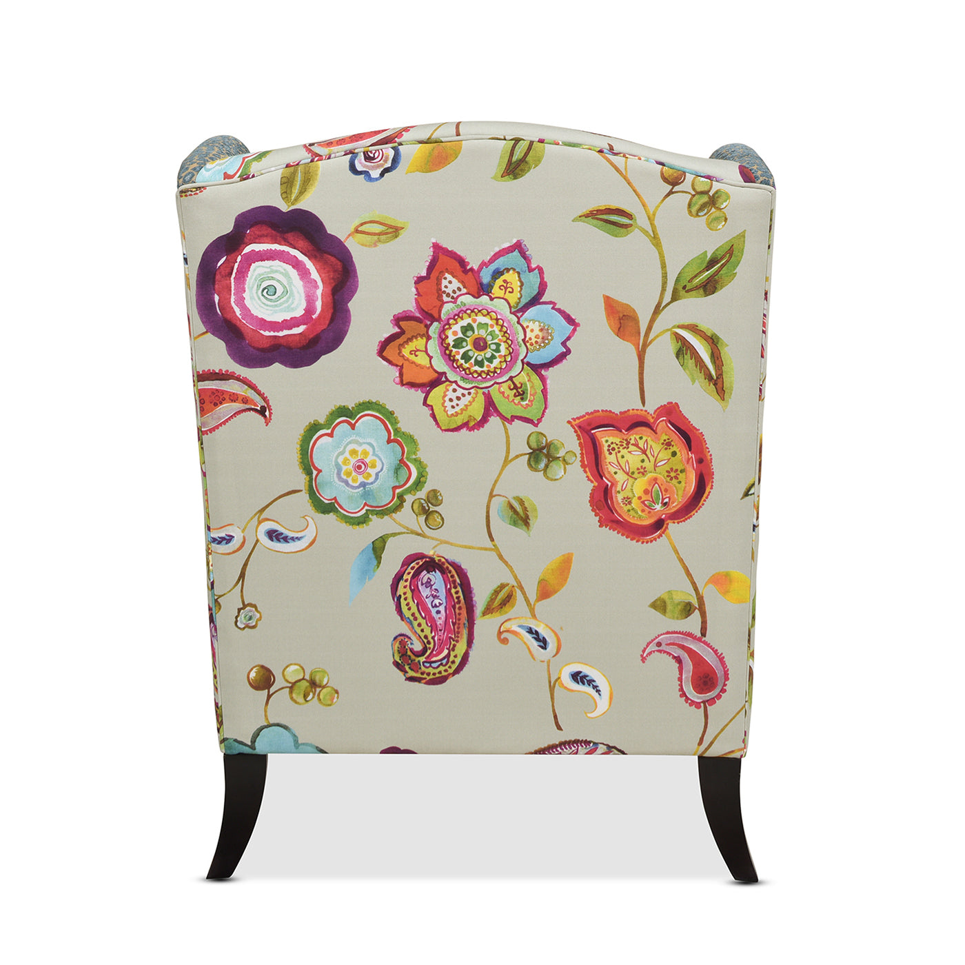 Anya Boho Chic Wingback Accent Arm Chair, Floral & Leopard, Blue Teal & Yellow Gold Velvet Teal Multi Foam Fabric