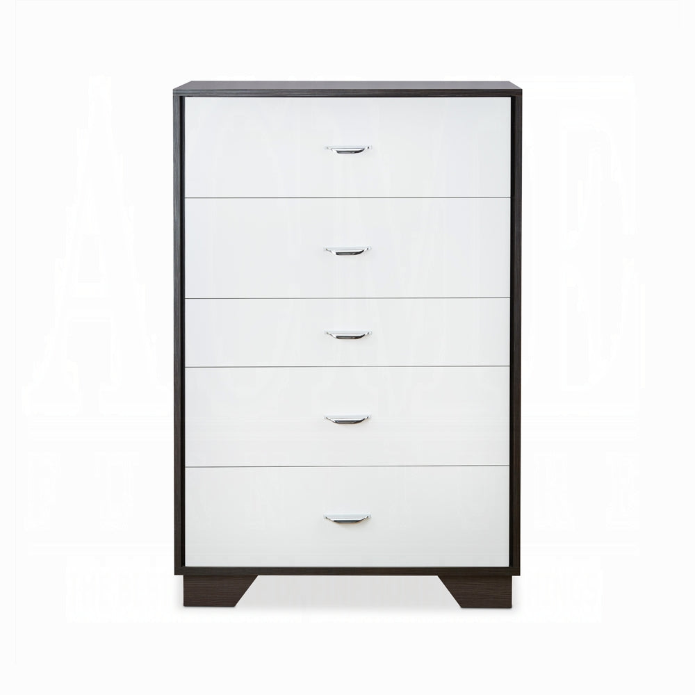 White And Espresso 5 Drawer Chest Espresso White Bedroom Contemporary Particle Board Mdf