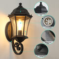 Outdoor Waterproof Glass Retro Wall Lamp With Light Sense Supports Multiple Types Of Light Bulbs 1 Pack Black Traditional Glass Aluminium