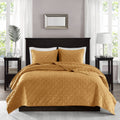 3 Piece Velvet Quilt Set Mustard Full Queen Full Mustard Cotton