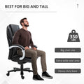 Vinsetto Big And Tall Executive Office Chair With Wide Seat, Computer Desk Chair With High Back Diamond Stitching, Adjustable Height & Swivel Wheels, Black Black Pu Leather