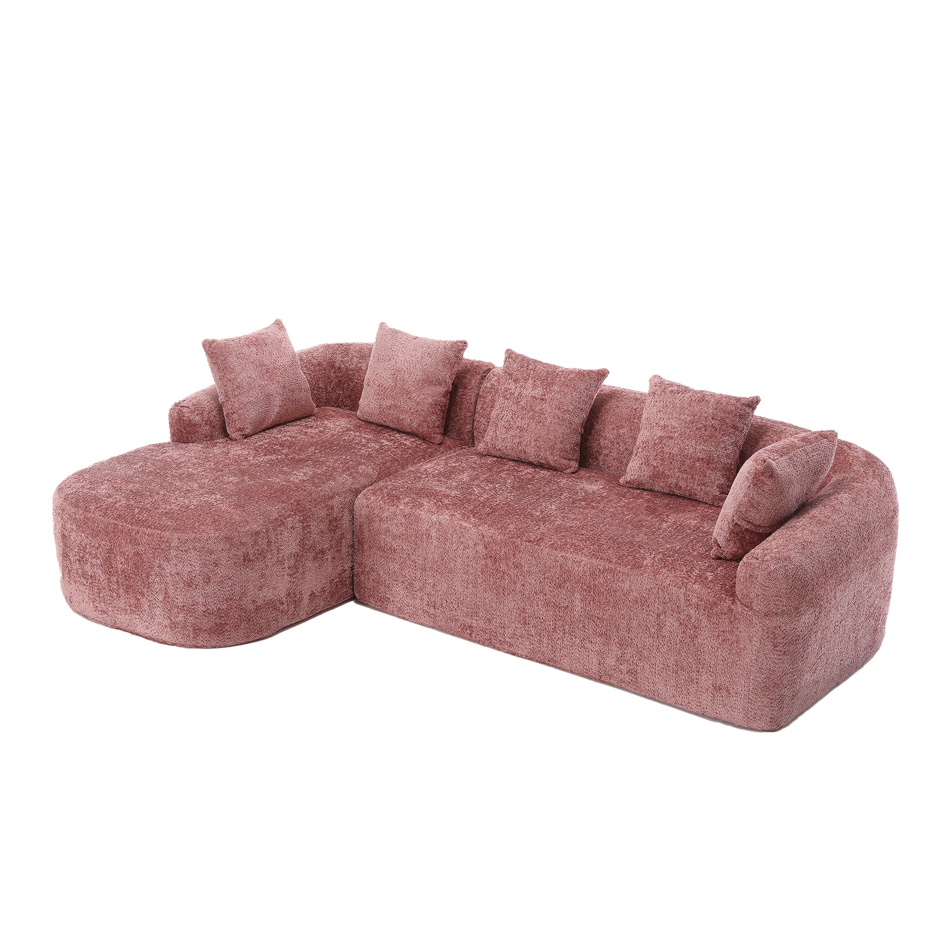 Coolmore Boucle Sofa 3 Seater For Living Room Oversized Comfy Sofa L Shape Sofa Couch With Chaise Home Furniture Sleeper Sectional Sofa For Apartment, Office Left Hand Facing Pink Pink Primary Living Space Foam Boucle 3 Seat