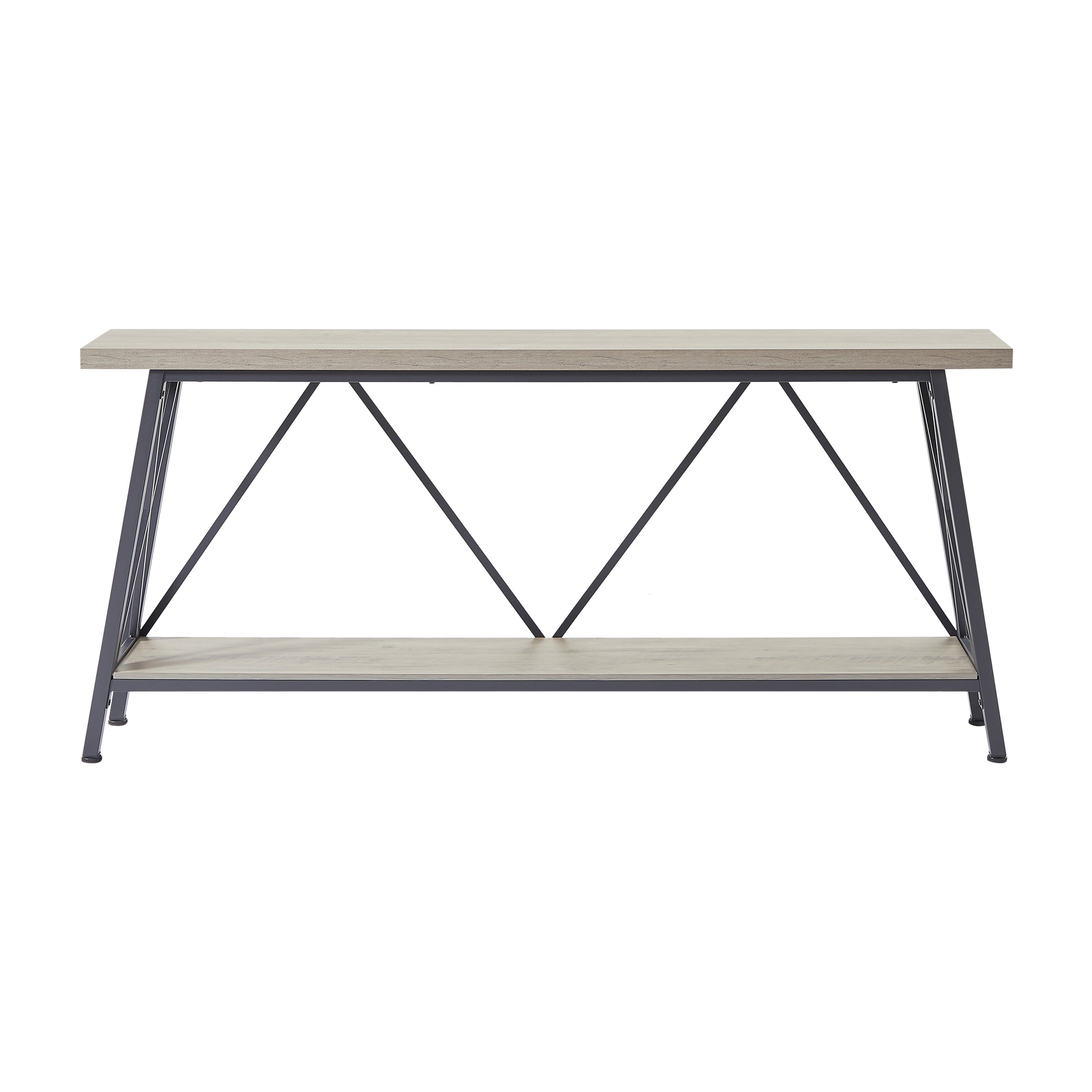 70.9 Inch Extra Long Sofa Table, Console Behind Sofa, Entryway Table With 2 Tier Storage Shelves For Hallways, Living Rooms,Foyers,Entryways,Banquet Rooms,Rustic Gray And Black, 70.9 L X 11.8"W X