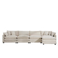 Modern Upholstered L Shape Modular Sectional Sofa, 4 Seater Sofa With With 1 Ottoman, Comfortable Corduroy Fabric Couch Sofa, Light Beige Corduroy Fabirc Beige Corduroy 4 Seat