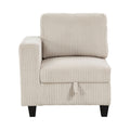 Modern Living Room Furniture 1Pc Beige Chair With One Arm, Storage Pouch And Charging Ports Corduroy Fabric Upholstery Beige Primary Living Space Contemporary,Modern Solid Wood