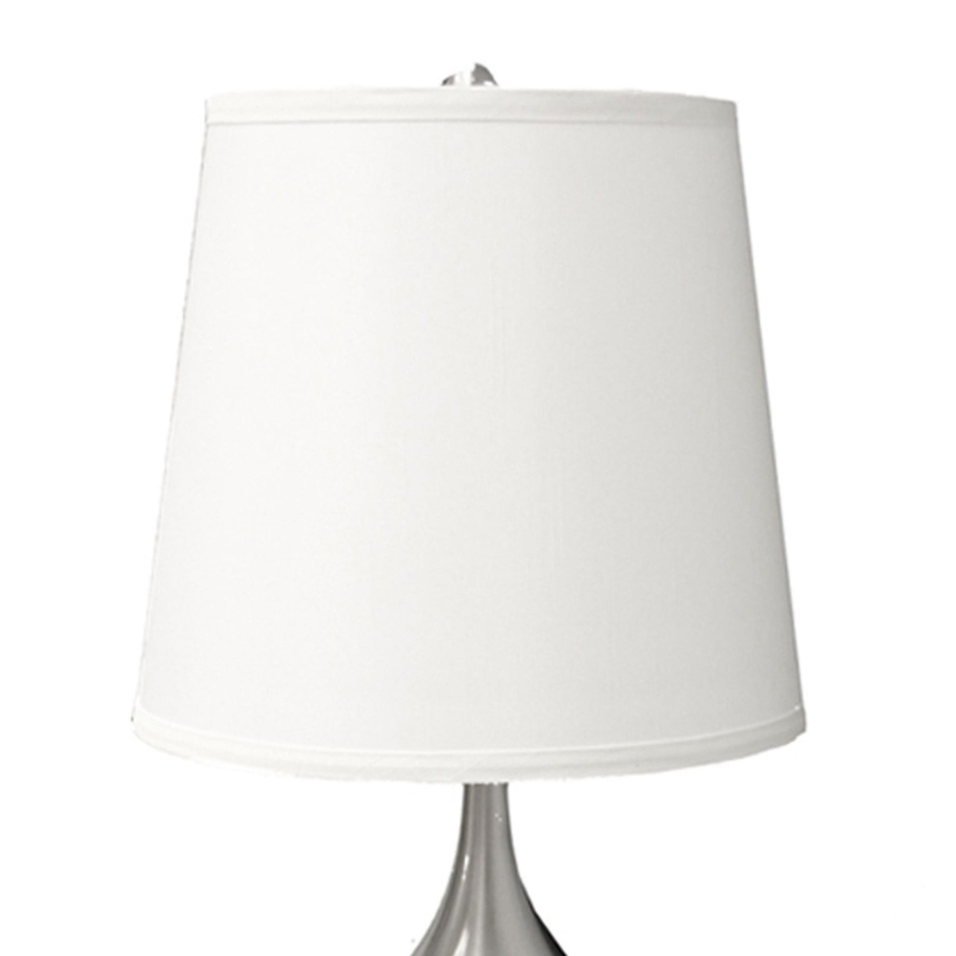 24" Tall Metal Touch Table Lamp With Silver Finish, White Shade Multicolor Metal